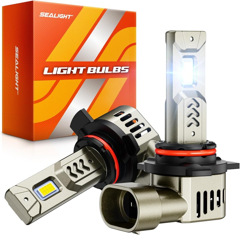 SEALIGHT 9012 HIR2 Light Bulbs, 9X Super Brighter 6500K Cool White 9012 HIR2 LED Fog Bulbs with Fan, 1:1 Halogen Mini Size, Off-Road Lights with Plug N Play, Pack of 2 - Image 1